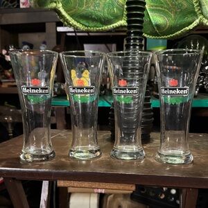Set of 4 Vintage Heineken Beer Glasses - Great Condition!